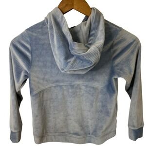 Kids Blue Hoodie, Pullover Sweatshirt, Soft Velour-Like Casual Top